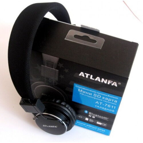 Беспроводные Bluetooth наушники Atlanfa AT-7611 c MP3 плеер FM радио приемником и микрофоном Черный (258550) фото в интернет магазине WiseSmart.com.ua