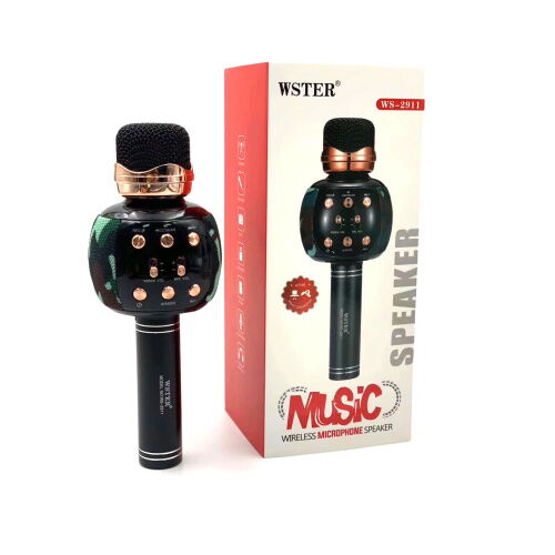 Караоке микрофон с колонкой и FM радио беспроводной вокальный портативный Bluetooth Wster Karaoke WS-2911 Камуфляж фото в интернет магазине WiseSmart.com.ua