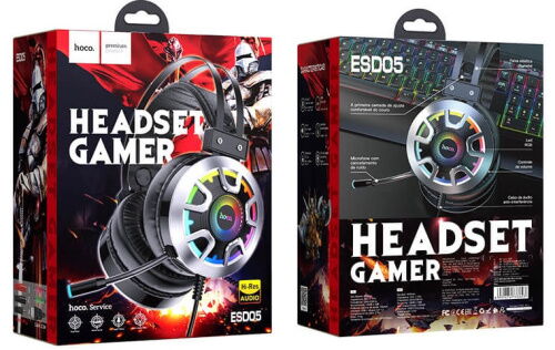 Наушники игровые Hoco ESD05 с микрофоном LED подсветкой Черные фото в интернет магазине WiseSmart.com.ua