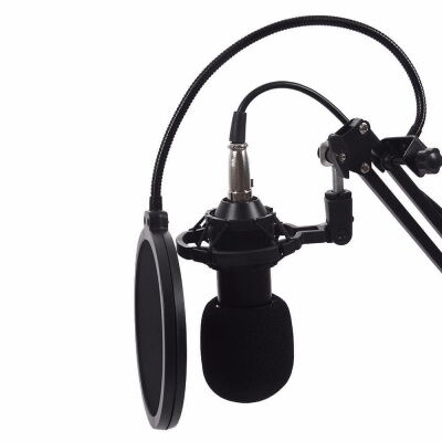Конденсаторный микрофон студийный Music D.J. M 800 со стойкой и ветрозащитой Black (x9r662) фото в интернет магазине WiseSmart.com.ua