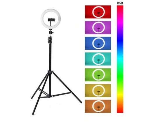 Студийная 360° светодиодная LED лампа со штативом XPRO LIVE LIGHT RGB MJ38 диаметр - 38см фото в интернет магазине WiseSmart.com.ua