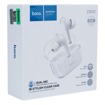 Беспроводные наушники Hoco EW22 шумоподавления ENC Bluetooth V5.3 30/300mAh 4h White фото в интернет магазине WiseSmart.com.ua
