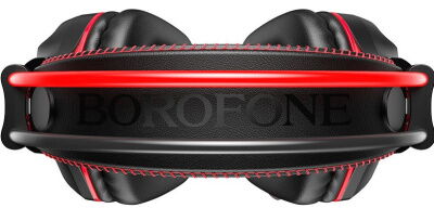 Наушники игровые BOROFONE BO101 с микрофоном LED Черно-Красные фото в интернет магазине WiseSmart.com.ua