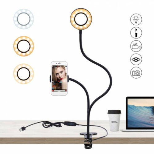 Профессиональная кольцевая светодиодная LED лампа UKC Professional Live Stream с держателем телефона для блогеров и визажистов фото в интернет магазине WiseSmart.com.ua