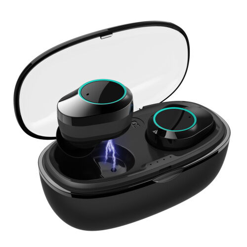 Беспроводные наушники KUMI T5S IPX7 Bluetooth 5.0 с зарядным кейсом Black (3804-10628a) фото в интернет магазине WiseSmart.com.ua