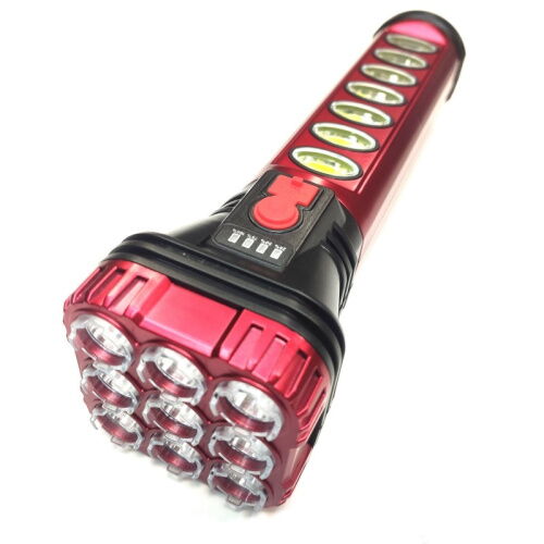 Фонарь аккумуляторный Hurry Bolt HB-707-1 9 LED с зарядкой от USB + боковым светом COB 18W Black-Red фото в интернет магазине WiseSmart.com.ua