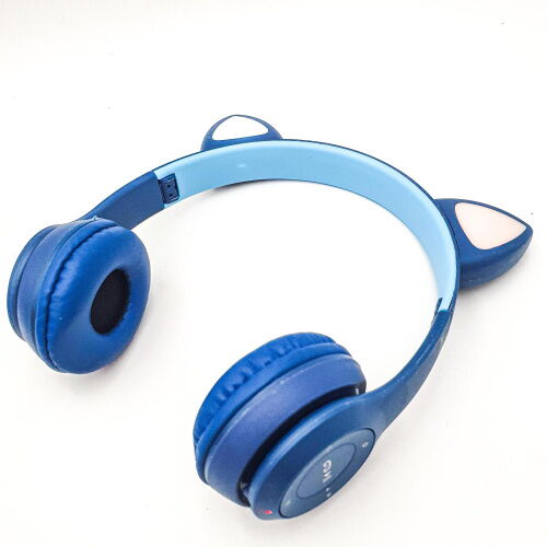 Беспроводные Bluetooth наушники полноразмерные CAT-ear CEP47-M с LED подсветкой и MicroSD microUSB AUX Blue фото в интернет магазине WiseSmart.com.ua