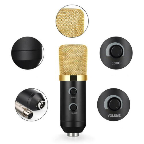 Конденсаторный Студийный микрофон Music D.J. M 800U со стойкой и ветрозащитой Black/Gold (7ql72a) фото в интернет магазине WiseSmart.com.ua