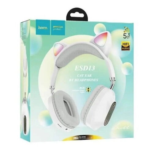 Наушники беспроводные с ушками HOCO Skill cat ear BT headphones ESD13 White фото в интернет магазине WiseSmart.com.ua