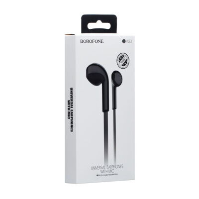 Дротові навушники вкладиші з мікрофоном Borofone 3.5 mm BM23 1.2 m Black фото в интернет магазине WiseSmart.com.ua