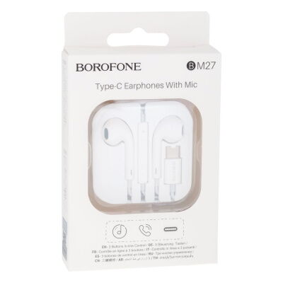 Проводные наушники Borofone Type C BM27 вкладыши с микрофоном 1.2 m White фото в интернет магазине WiseSmart.com.ua