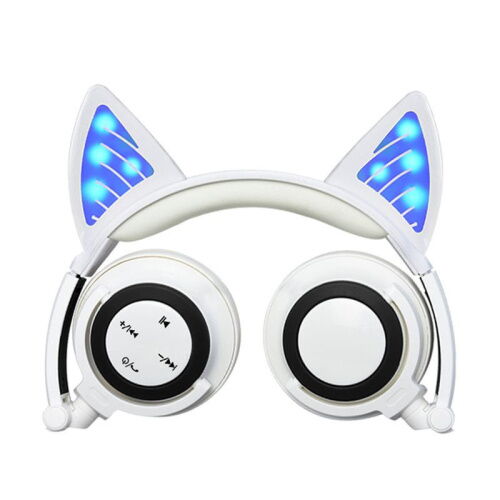 Bluetooth наушники LINX BL108A с кошачьими ушками LED Белые (SUN0480) фото в интернет магазине WiseSmart.com.ua