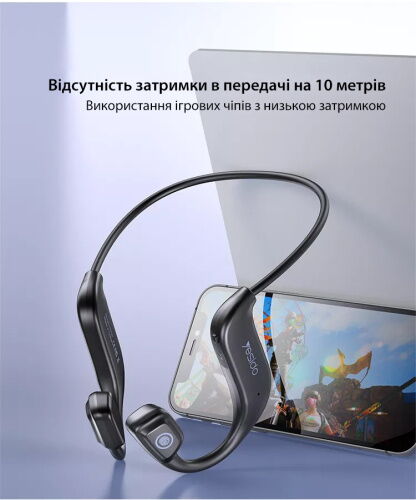 Беспроводные безболезненные с костной проводимостью наушники гарнитура для телефона Yesido YSP09 Bluetooth 5.0 Black фото в интернет магазине WiseSmart.com.ua